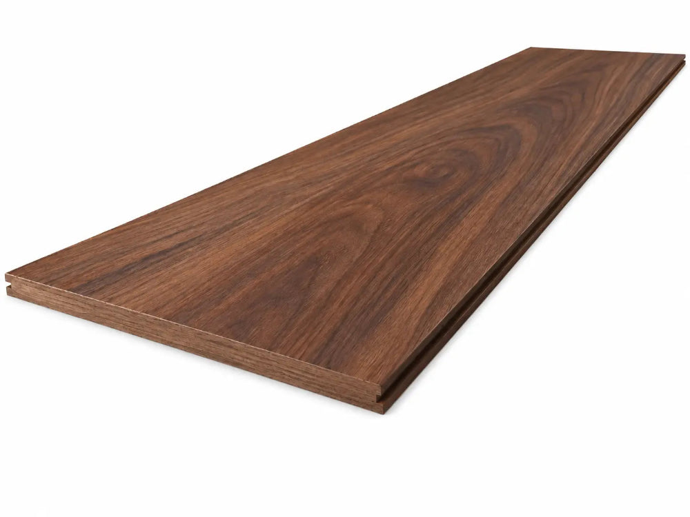 American Walnut Veneer T&G Wall Panel UV-Coated A/BB on a white background Ply Online