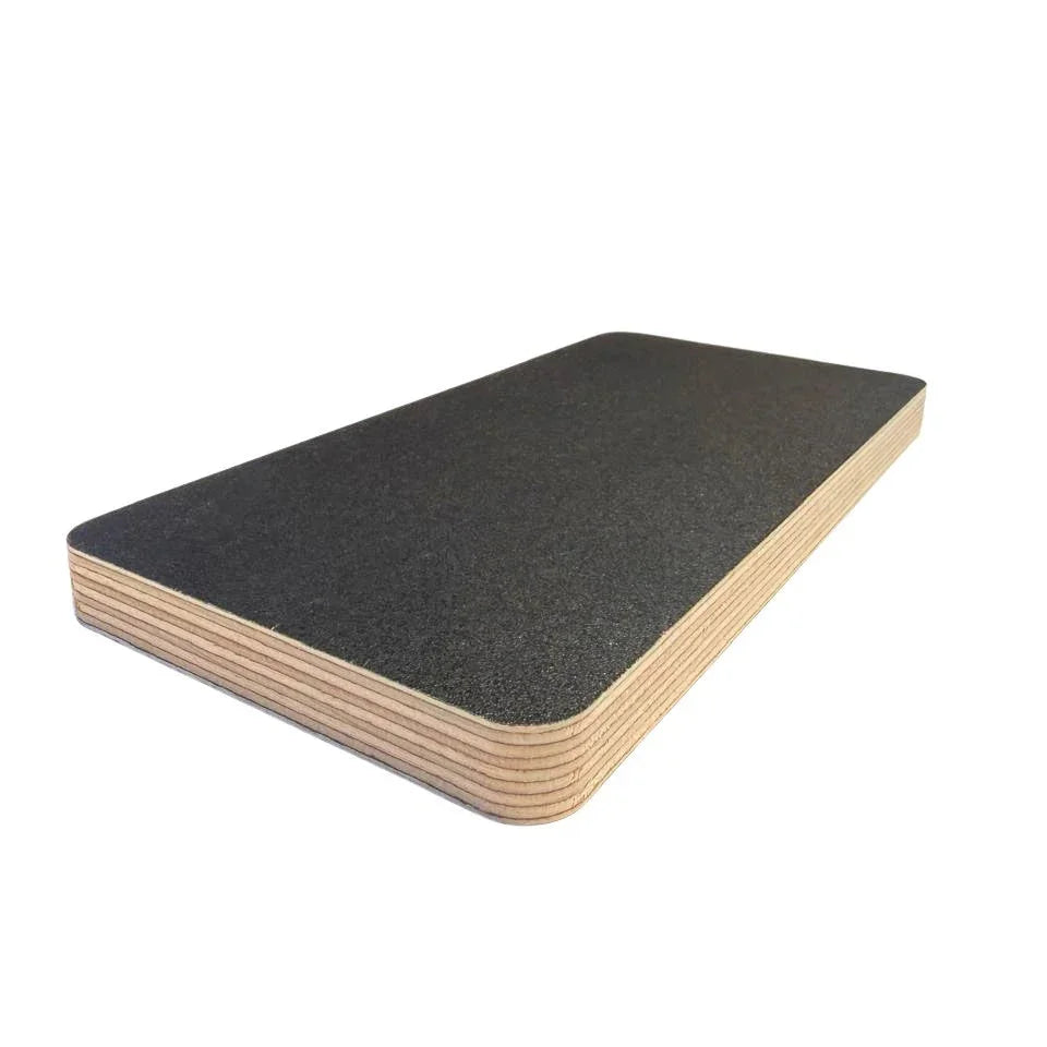 Black FPF Fingerprint Free Birch Plywood sample on a white background top view