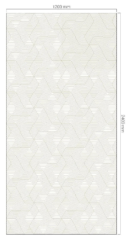 Decorative architectural plywood panel with geometric line pattern, 1200mm x 2400mm size.