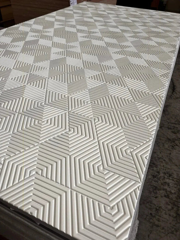 Decorative plywood panel with geometric 3D pattern for cladding and architectural design