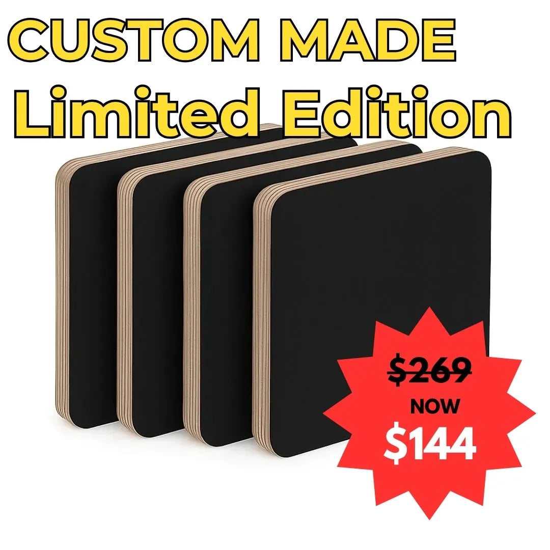 Banner with black stained plywood samples - EOFY Deals 2026