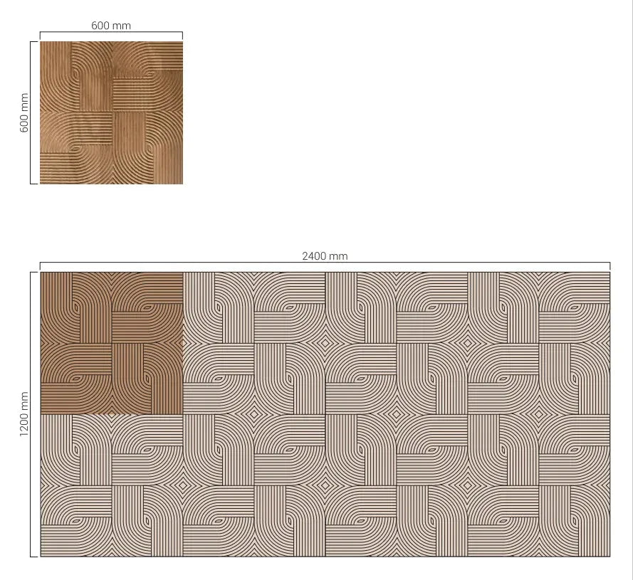Decorative plywood wall panel with geometric zen design, architectural interior cladding