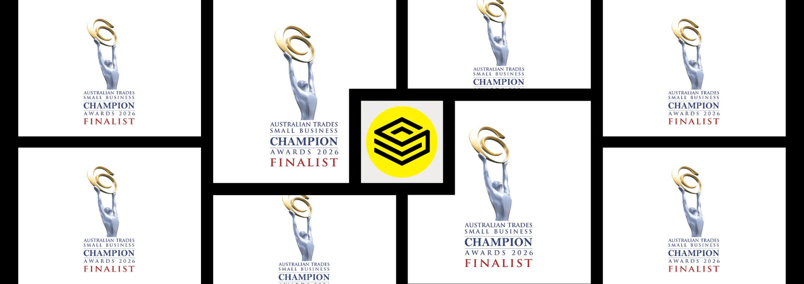 Collage banner featuring Ply Online announced as a finalist in the 2026 Australian Trades Small Business Champion Awards – Trade Retail category, with award branding, Ply Online's logo, and white background.