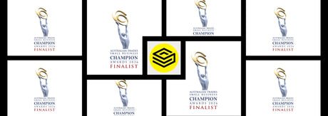 Collage banner featuring Ply Online announced as a finalist in the 2026 Australian Trades Small Business Champion Awards – Trade Retail category, with award branding, Ply Online's logo, and white background.