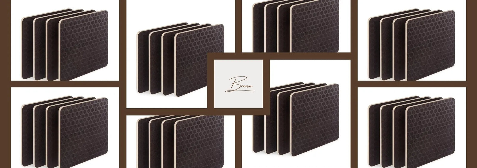 Collage with dark brown coloured plywood with hexa pattern