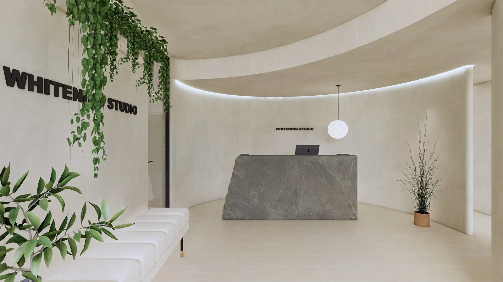 Biophilic Design in Clinic with a Stone-like Reception by Design Mile