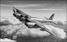 Historic twin-engine plywood aircraft flying above clouds, vintage aviation use of plywood