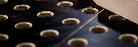 Plywood acoustic panel close-up