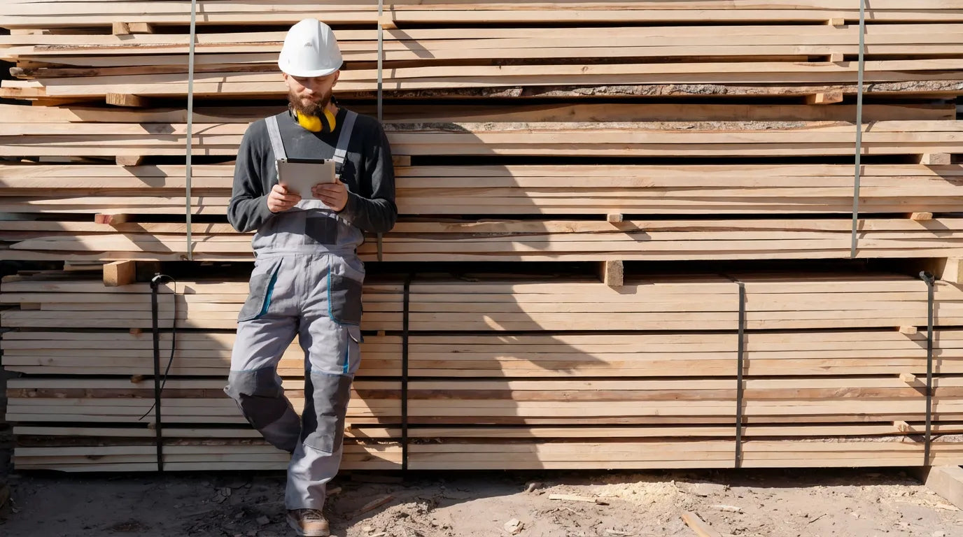 A worker stays near the board packs