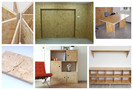 Lightweight Italian OSB poplar boards used in furniture, shelving, table, and wall paneling