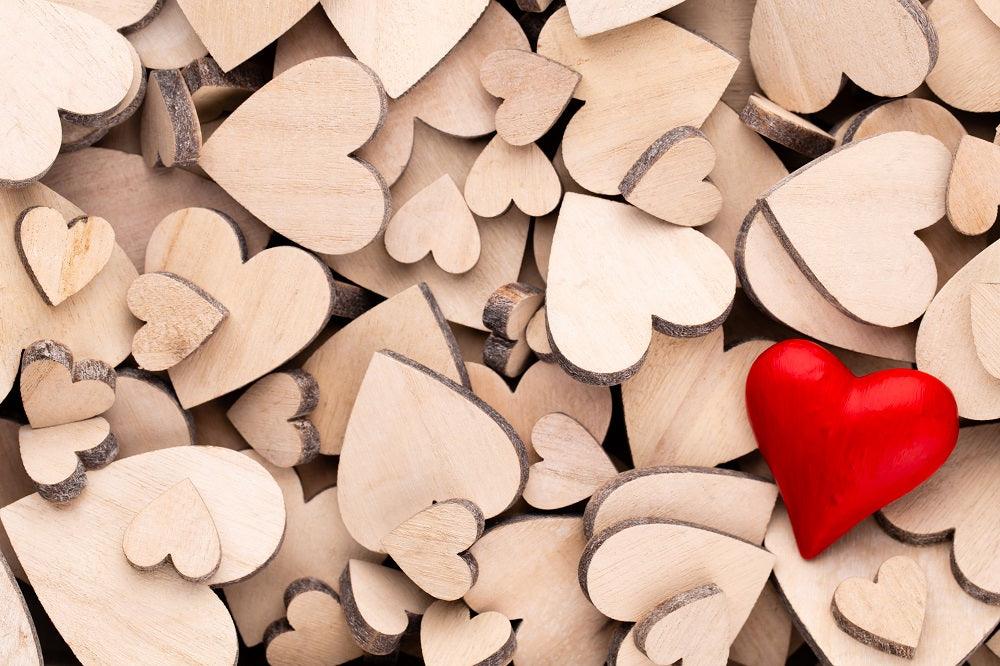 timber hearts of various sizes