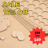 Laser-safe plywood sheets 1x1200x600 mm with a sale label indicating 16% off and a price reduction from $59 to $49 - EOFY