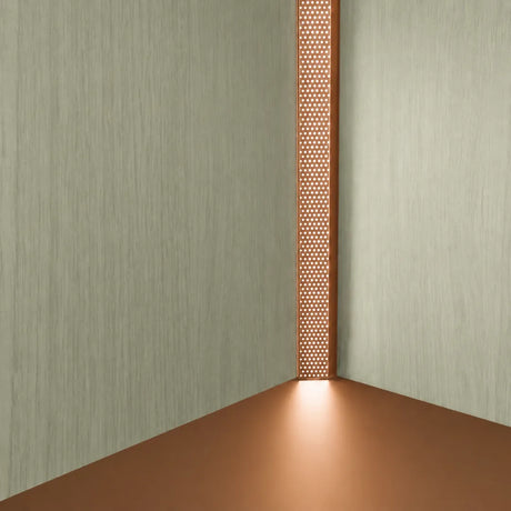 Micro-Perforated Aluminium LED Channel 45­° Copper close-up - Ply Online