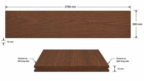 Dimensioned illustration American Walnut Veneer T&amp;G Wall Panel UV-Coated A/BB Ply Online