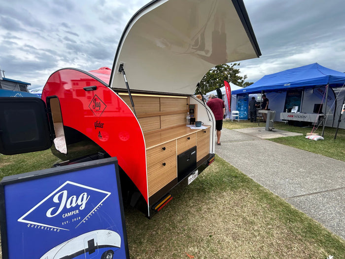 Tasmanian Oak Plywood in the interior of the campervan is the showgrounds