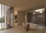 Messmate_UV_Coated_panels_FOSB_INT in the warm bathroom interior