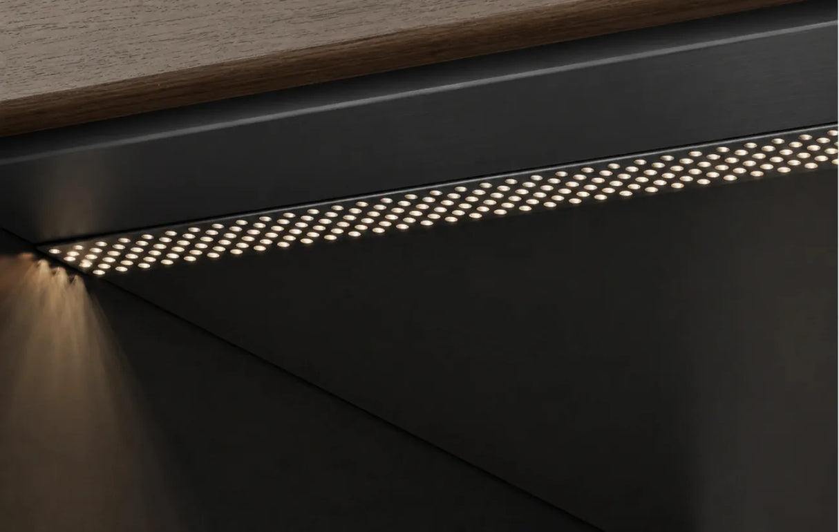 Micro-Perforated Aluminium LED Channel R1 Wind System Matt Black - Ply Online