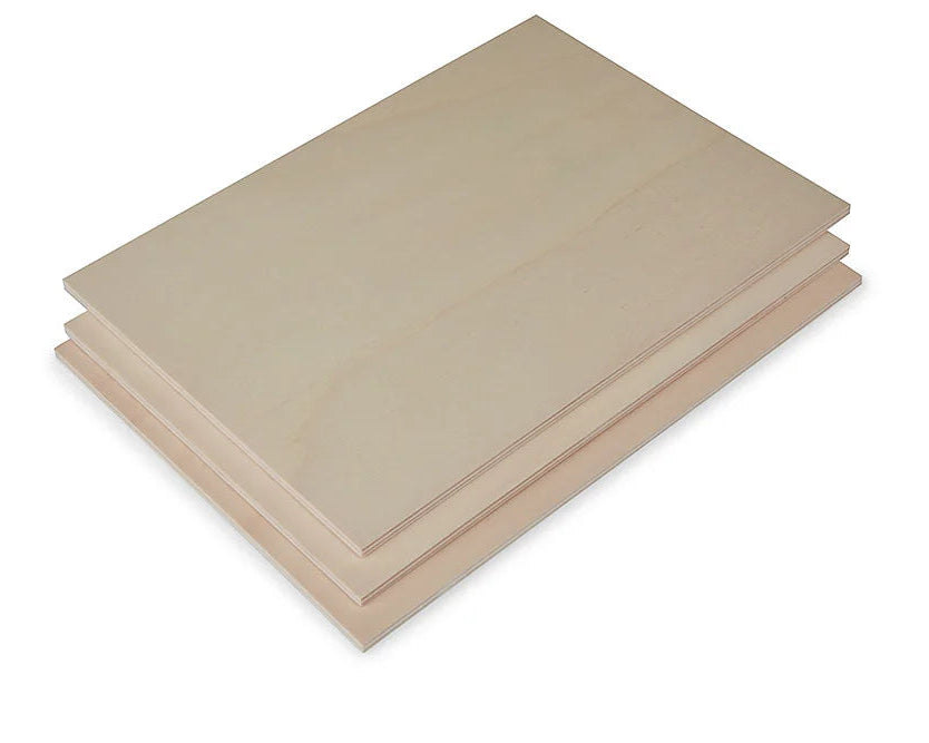 Premium_Italian_Poplar_AB_BB_Clear_Coated_Laser_Cut_6.5mm samples on a white background Ply Online