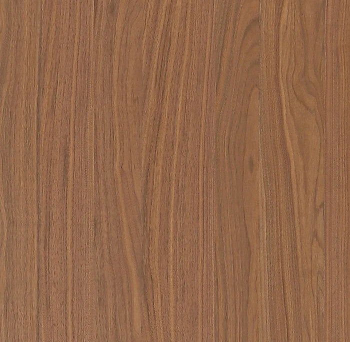 Close-up of a wooden veneered MDF surface with a clear coated brown finish