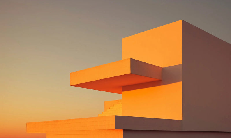 Modern orange building close view