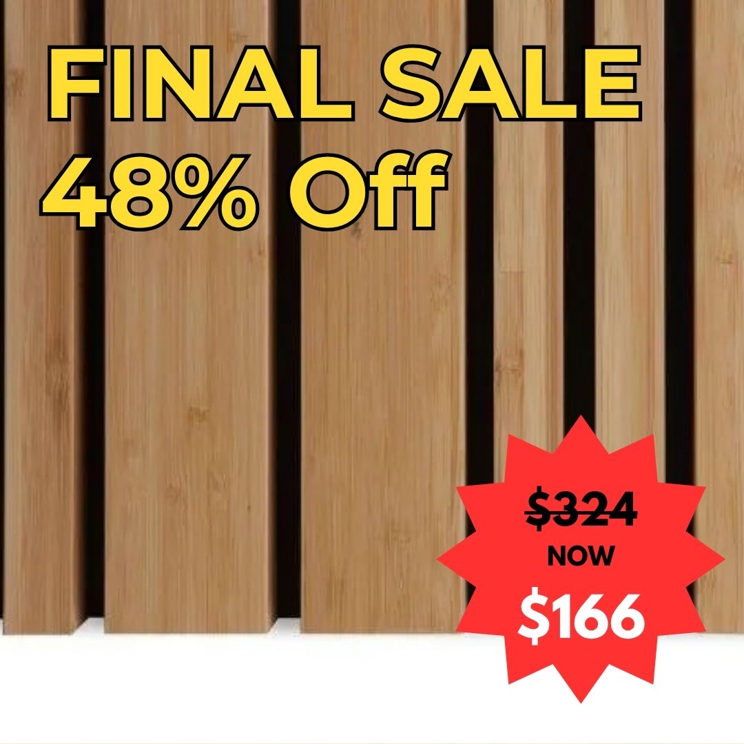 Bamboo Mix cladding panels with a sale sign indicating 48% off and a price reduction from $324 to $2166 - EOFY Australia