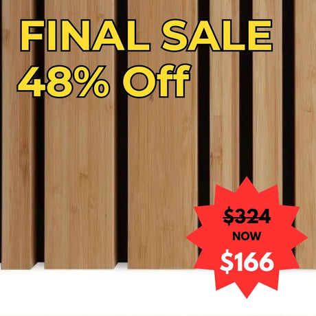 Bamboo Mix cladding panels with a sale sign indicating 48% off and a price reduction from $324 to $2166 - EOFY Australia
