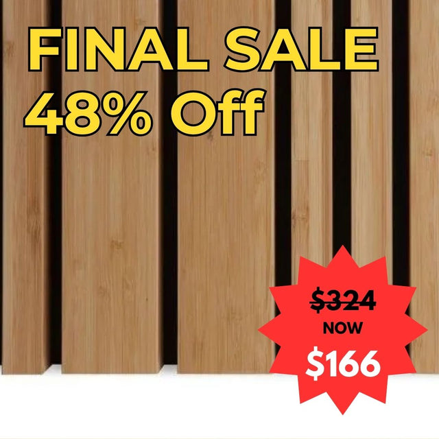 Bamboo Mix cladding panels with a sale sign indicating 48% off and a price reduction from $324 to $2166 - EOFY Australia