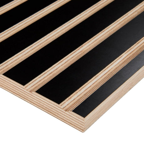 Black Birch Plywood Grooved Wall Cladding 2440x1220mm, 3 panels - Ply Online