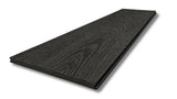 Black Oak Veneer Panel T&G UV-Coated A/BB  with a prominent natural grain pattern, shown stacked at an angle on a white background