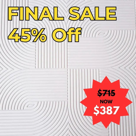 Final sale advertisement with 45% off and price reduction on the Architectural Panel Zen background - EOFY